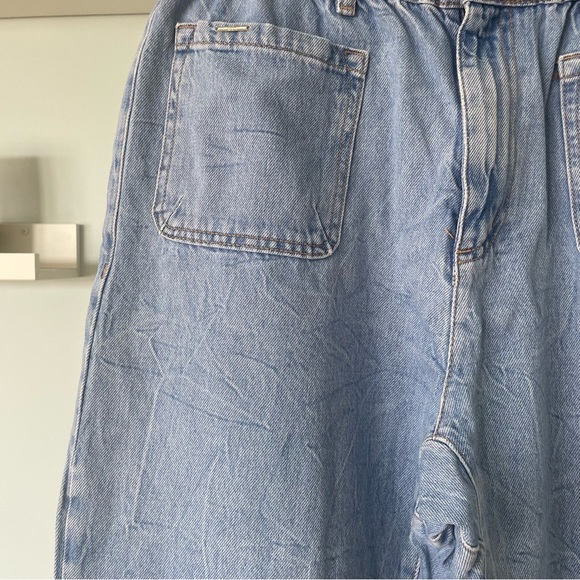 Zara High Rise Paperbag Tapered Balloon Style Light Blue Jeans - Picture 6 of 12